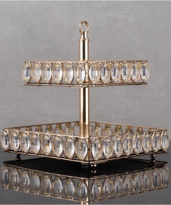 ZEYVE SILVER SQUARE STONE 2-LAYER ROUND SERVING DISH 25x25x25cm